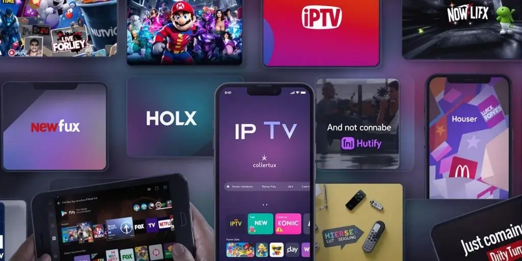 Colorful IPTV app icons on mobile devices for streaming - Best IPTV Apps thumbnail (1)