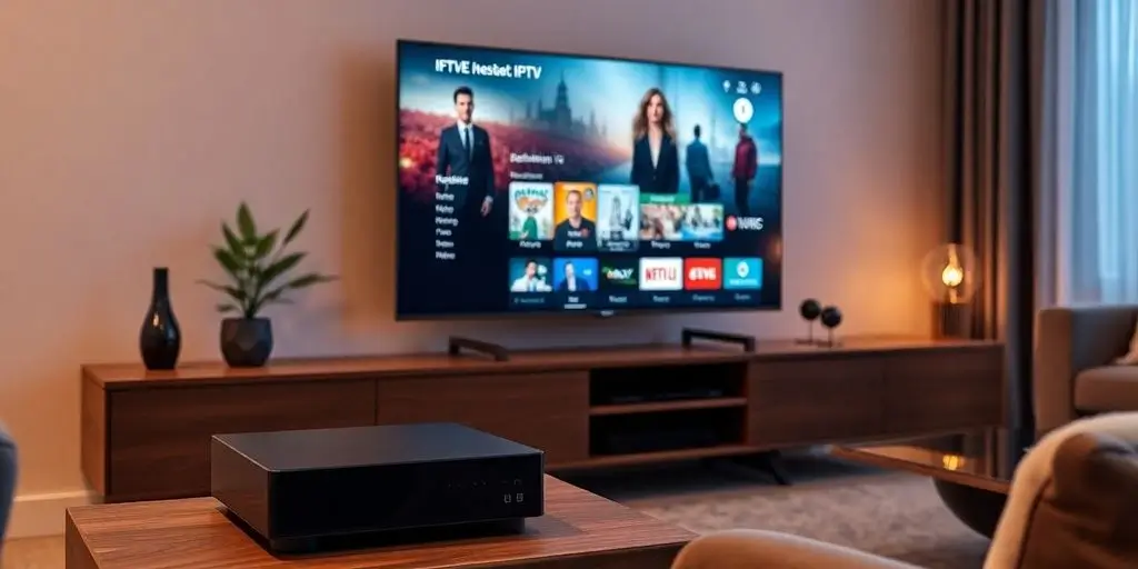 Modern TV box and IPTV Canada in a stylish living room setting. (1)